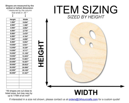 Unfinished Wood Ghost Shape | Craft Cutout | up to 46" DIY