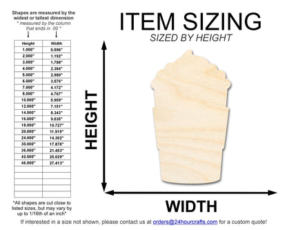 Unfinished Whipped Latte Shape | Craft Cutout | up to 46" DIY