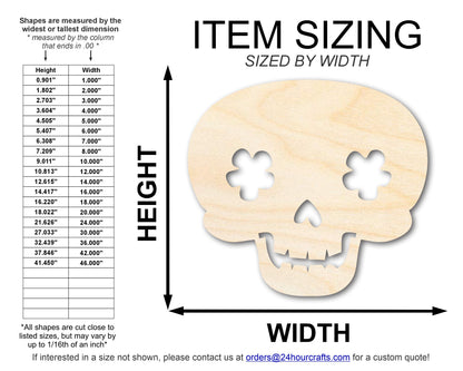Unfinished Wood Flower Skull Shape | DIY Day of the Dead Craft Cutout | up to 46" DIY