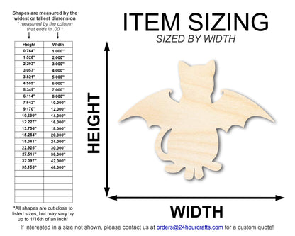 Unfinished Wood Bat Cat Shape | DIY Halloween Cat Craft Cutout | up to 46" DIY
