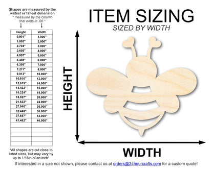 Unfinished Heart Bee Shape | DIY Craft Cutout | up to 46" DIY