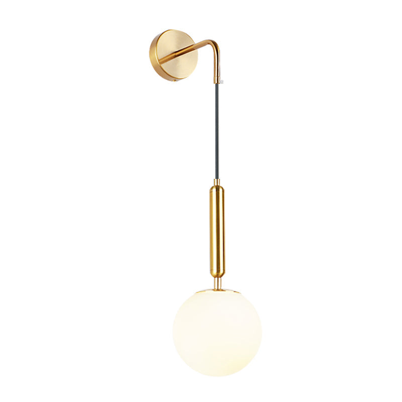 DecorBites™ Opal Glass Spherical Wall Lamp: Simplistic 1-Bulb Light Fixture for Bedroom