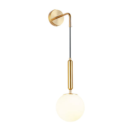 DecorBites™ Opal Glass Spherical Wall Lamp: Simplistic 1-Bulb Light Fixture for Bedroom