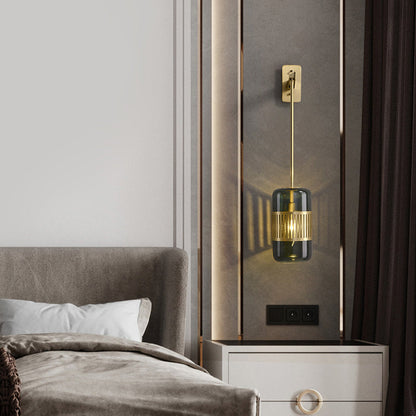 DecorBites™ Modern Brass Wall Sconce Light with Glass Shade - Postmodern Cylindrical Fixture