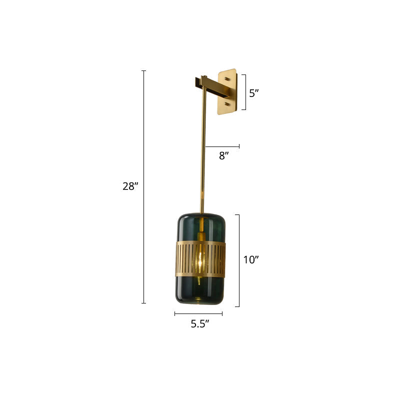 DecorBites™ Modern Brass Wall Sconce Light with Glass Shade - Postmodern Cylindrical Fixture