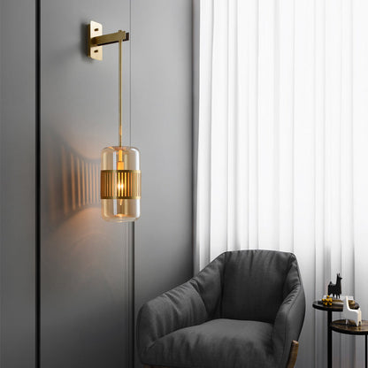 DecorBites™ Modern Brass Wall Sconce Light with Glass Shade - Postmodern Cylindrical Fixture