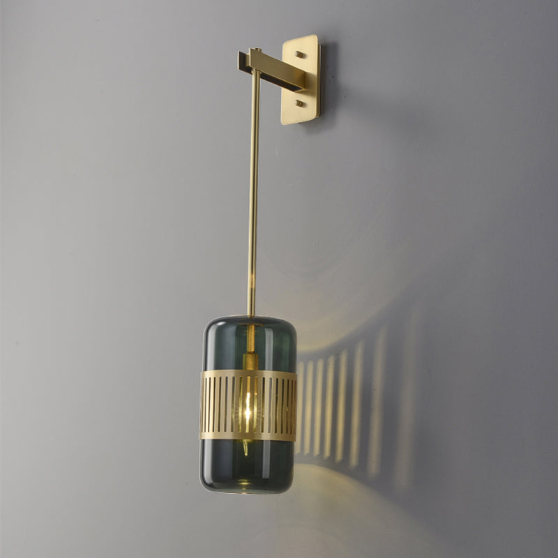DecorBites™ Modern Brass Wall Sconce Light with Glass Shade - Postmodern Cylindrical Fixture