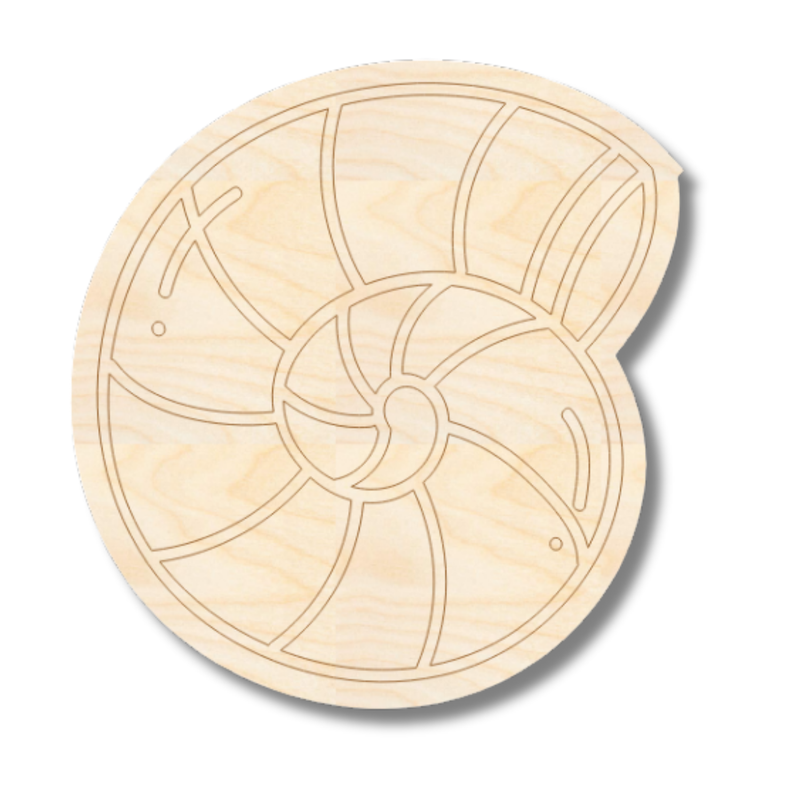 Unfinished Wood Etched Sea Shell Shape | Paint By Line Crafts | up to 30" DIY