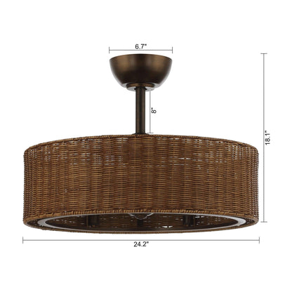 24" Farmhouse DC Motor Ceiling Fan with Lighting and Remote Control