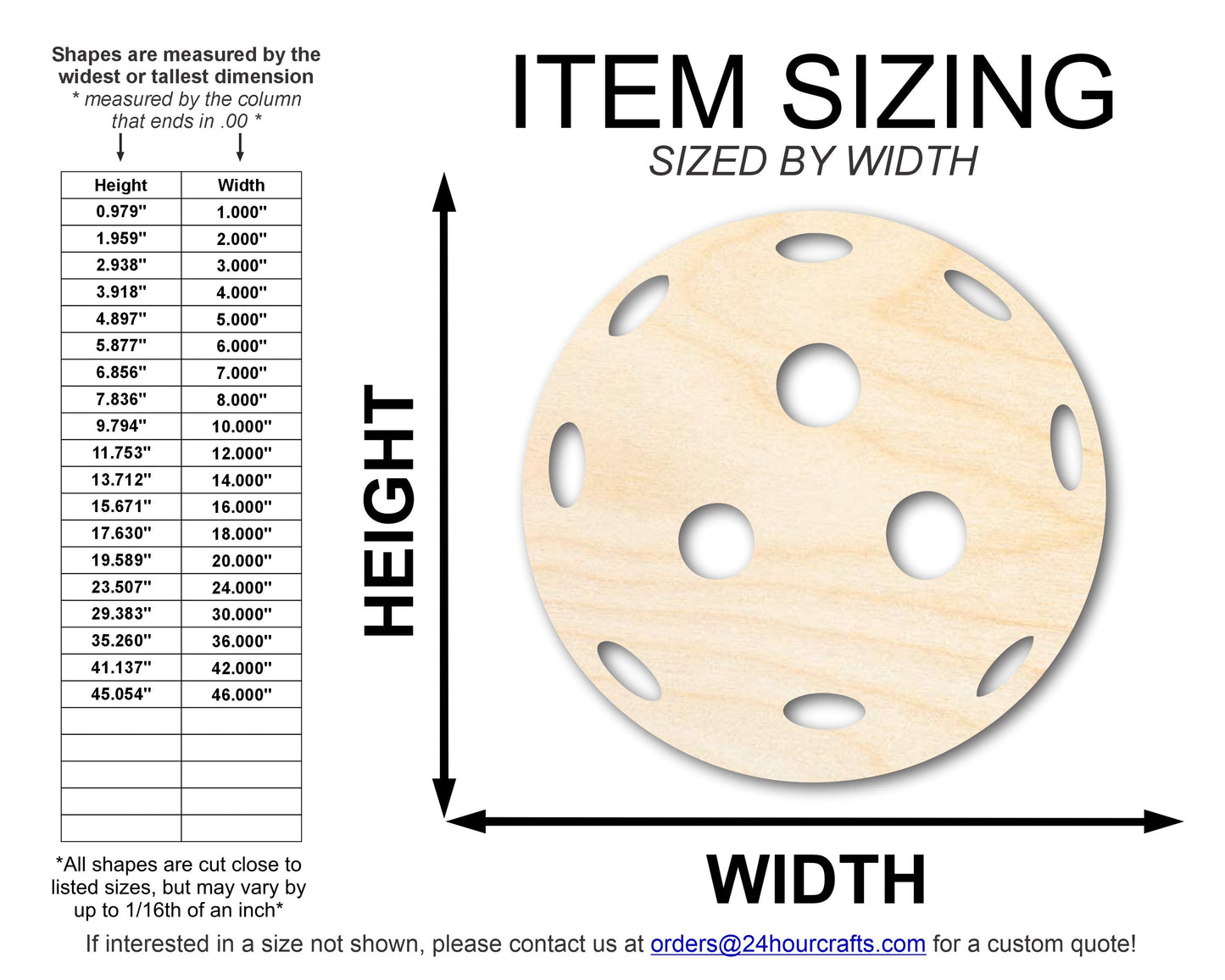 Unfinished Pickleball Ball Shape | DIY Craft Cutout | up to 46" DIY