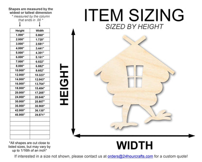 Unfinished Baba Yaga House Wood Cutout Shape | DIY Craft Cutout | up to 46" DIY