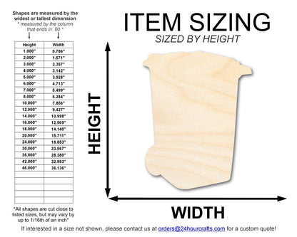 Unfinished Trash Can Shape | DIY Craft Cutout | up to 46" DIY
