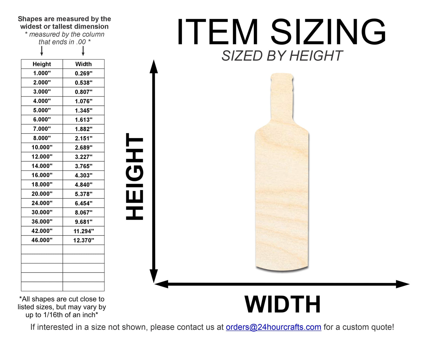 Unfinished Vodka Bottle Shape | DIY Craft Cutout | up to 46" DIY