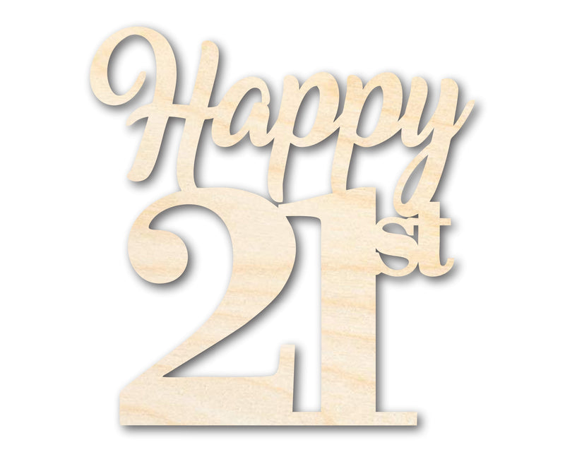Unfinished Happy Twenty First Shape | DIY Craft Cutout | up to 46" DIY