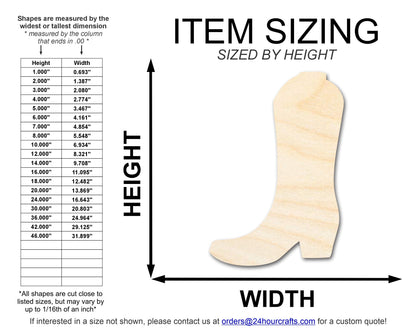 Unfinished Wood Cowboy Boot Silhouette | DIY Craft Cutout | up to 46" DIY