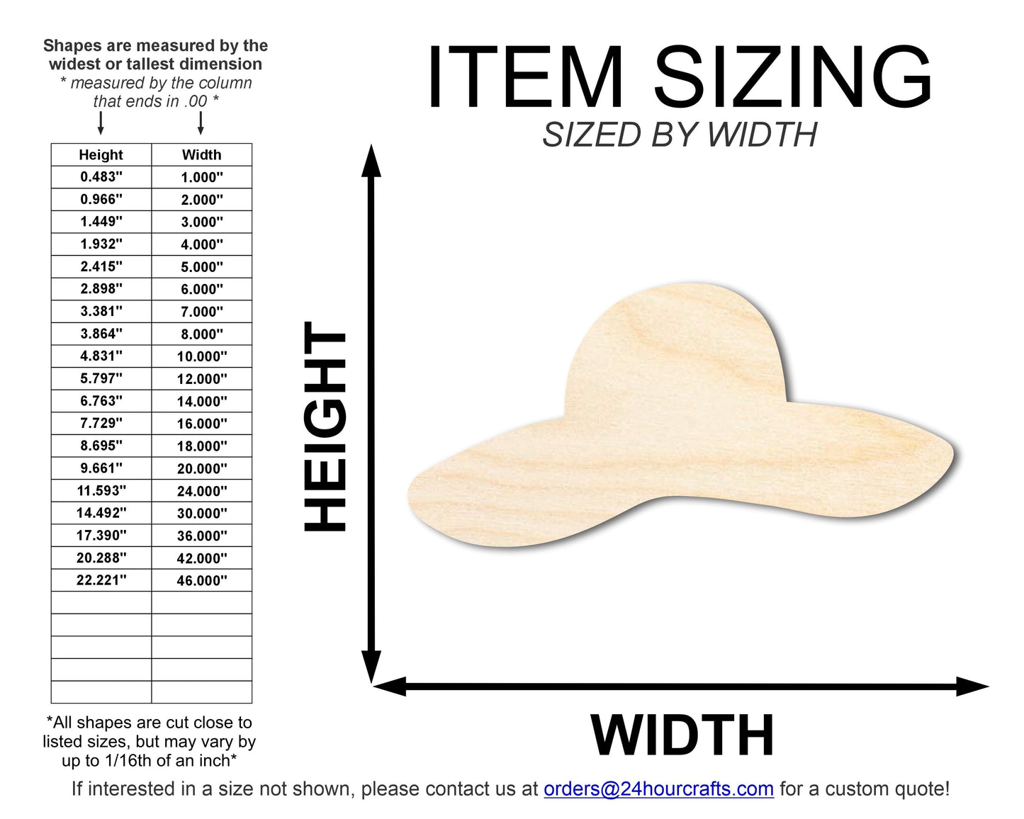 Unfinished Sun Hat Shape | DIY Craft Cutout | up to 46" DIY