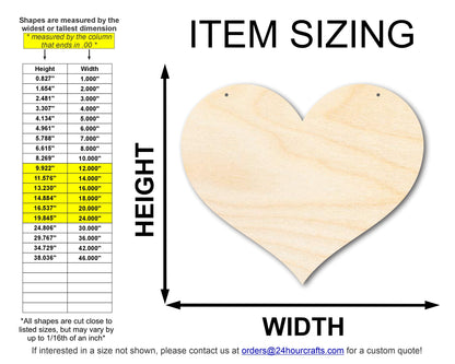 Unfinished Heart Door Hanger | DIY Craft Cutout | Door Hanger | up to 46" DIY
