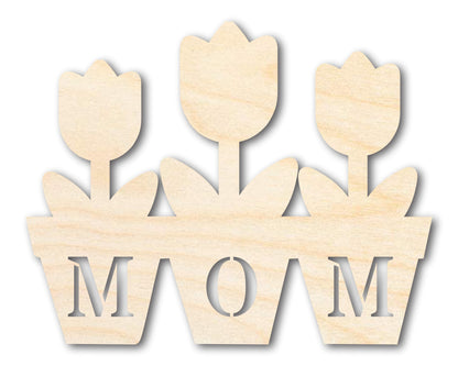 Unfinished Mom Flower Pot Shape | DIY Craft Cutout | up to 46" DIY