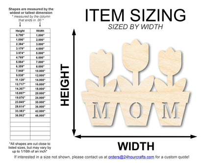Unfinished Mom Flower Pot Shape | DIY Craft Cutout | up to 46" DIY