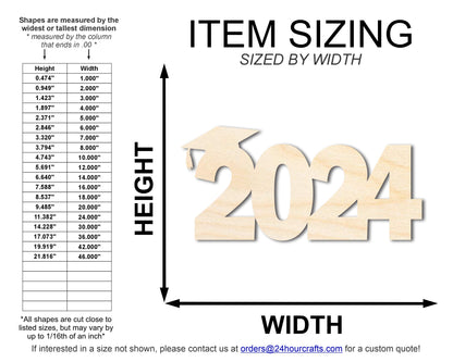 Unfinished 2024 Graduation Shape | DIY Craft Cutout | up to 46" DIY