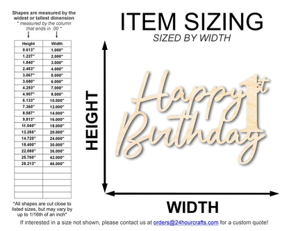 Unfinished Happy 1st Birthday Sign Shape | DIY Craft Cutout | up to 46" DIY