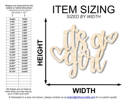 Unfinished Its A Girl Sign Shape | DIY Craft Cutout | up to 46" DIY