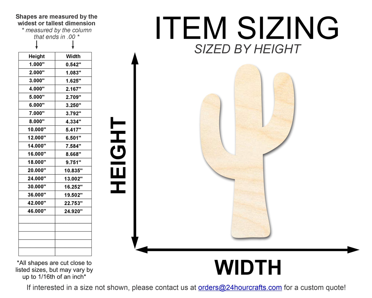 Unfinished Wood Cactus Shape | DIY Craft Cutout | up to 46" DIY