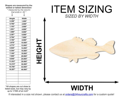 Unfinished Wood Bass Silhouette | DIY Craft Cutout | up to 46" DIY