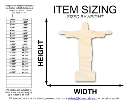 Unfinished Wood Christ the Redeemer Shape | DIY Craft Cutout | up to 46" DIY
