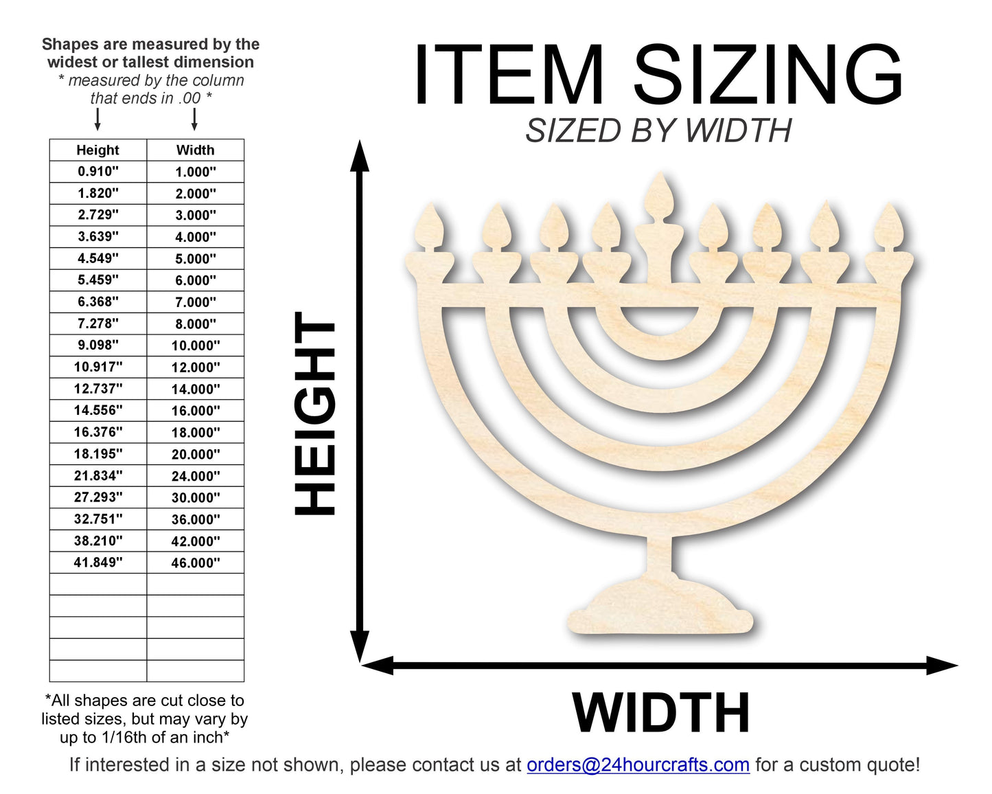 Unfinished Wood Hanukkah Shape | DIY Craft Cutout | up to 46" DIY