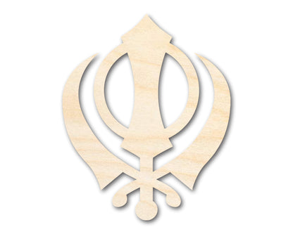 Unfinished Wood Khanda Sikhism Symbol Shape | DIY Craft Cutout | up to 46" DIY