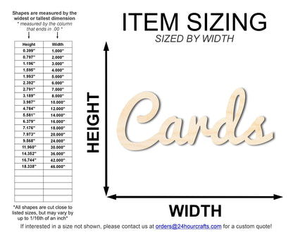Unfinished Wood Cards Shape | DIY Craft Cutout | up to 46" DIY