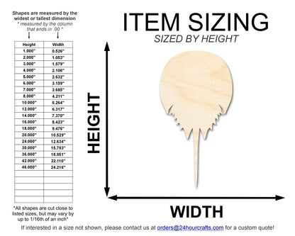 Unfinished Wood Horseshoe Crab Shape | DIY Craft Cutout | up to 46" DIY