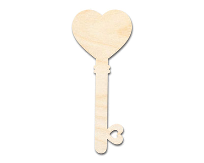 Unfinished Wood Heart Key Shape | DIY Craft Cutout | up to 46" DIY