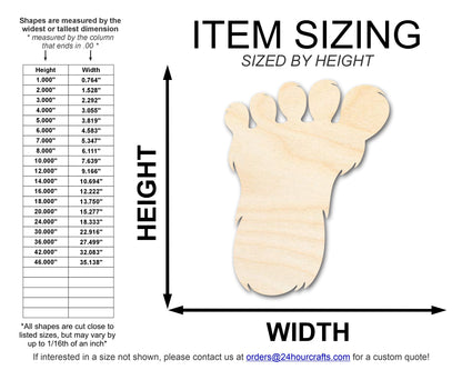 Unfinished Wood Bigfoot Print Shape | DIY Craft Cutout | up to 46" DIY