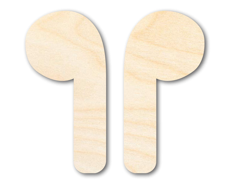 Unfinished Wood Earbuds Silhouette Shape | DIY Craft Cutout | up to 46" DIY
