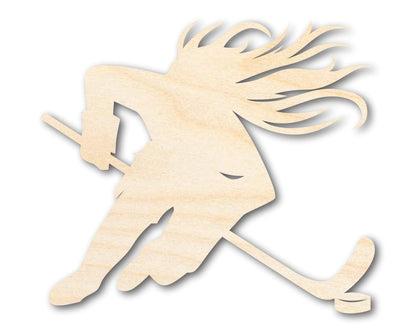 Unfinished Wood Hockey Player Female Shape | DIY Craft Cutout | up to 46" DIY