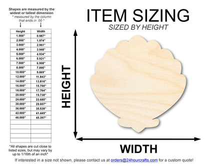 Unfinished Wood Clam Sea Shell Shape | DIY Craft Cutout | up to 46" DIY