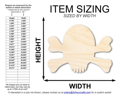 Unfinished Wood Skull and Bones Shape | DIY Craft Cutout | up to 46" DIY