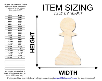Unfinished Wood Pawn Chess Piece Shape | DIY Craft Cutout | up to 46" DIY