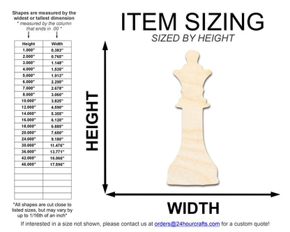 Unfinished Wood Queen Chess Piece Shape | DIY Craft Cutout | up to 46" DIY