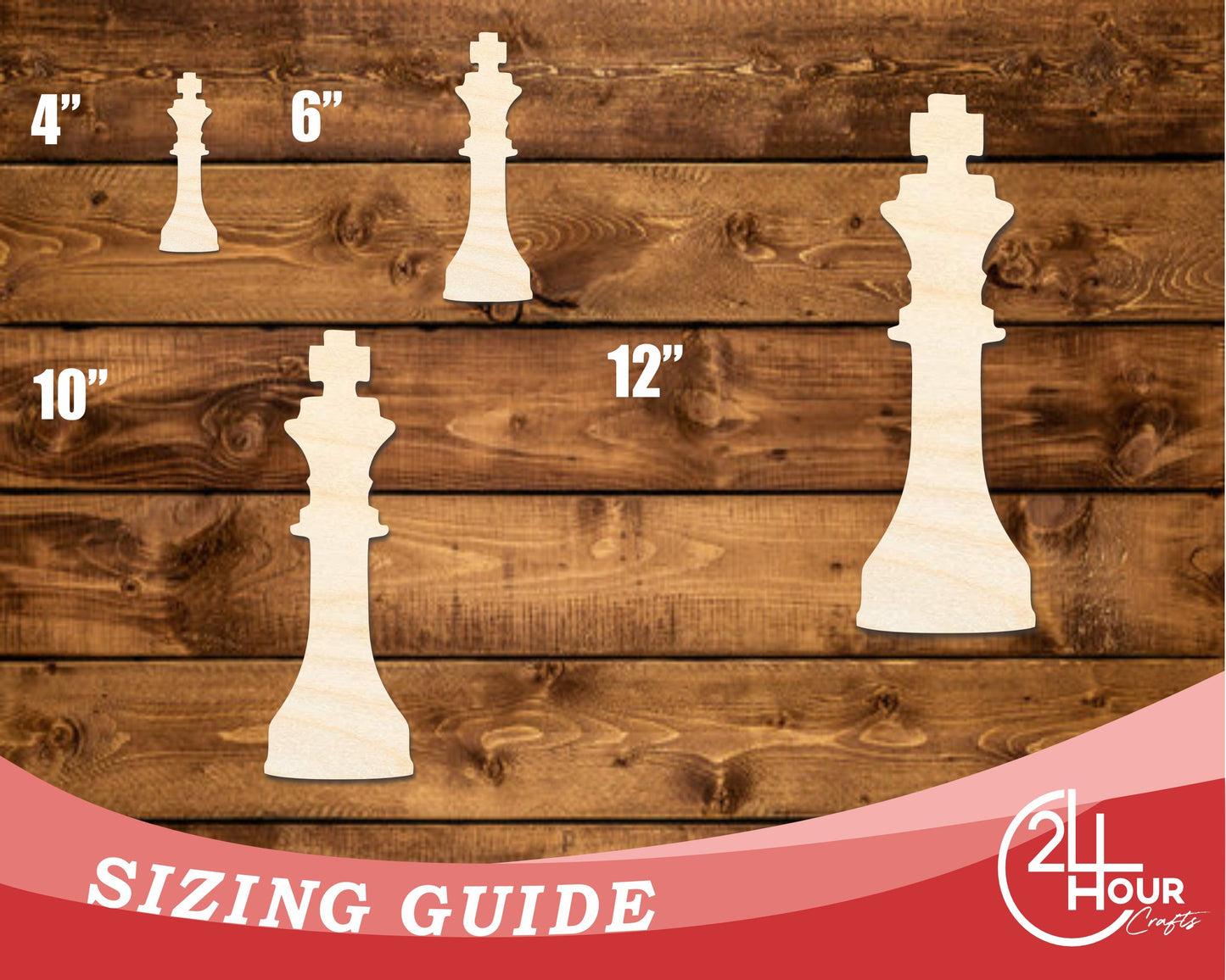 Unfinished Wood King Chess Piece Shape | DIY Craft Cutout | up to 46" DIY
