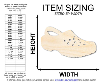 Unfinished Wood Clog Shoe Shape | DIY Craft Cutout | up to 46" DIY