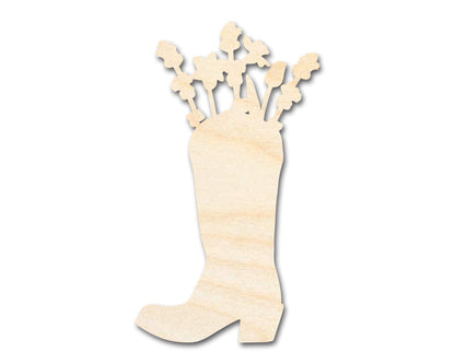 Unfinished Wood Flower Boot Shape | DIY Craft Cutout | up to 46" DIY