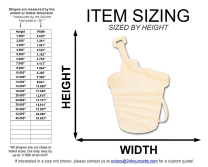 Unfinished Wood Pail and Sand Bucket Shape | DIY Craft Cutout | up to 46" DIY