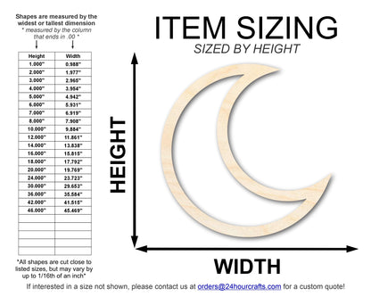 Unfinished Wood Moon Outline Shape | DIY Craft Cutout | up to 46" DIY