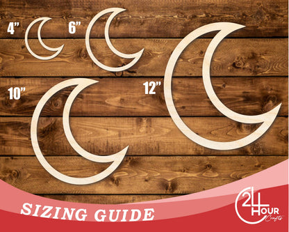Unfinished Wood Moon Outline Shape | DIY Craft Cutout | up to 46" DIY