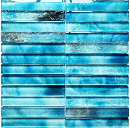 Santorini Teal Stacked 1x6 Glass Tile