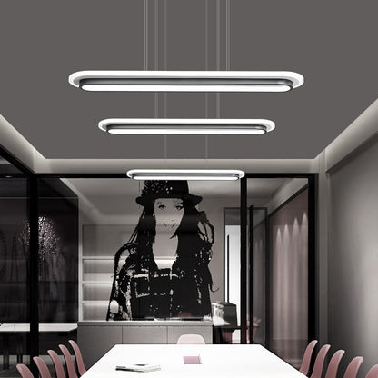 DecorBites™ Nordic Style Black & White Elliptical Island LED Suspension Lamp - Modern Acrylic Lighting for Table