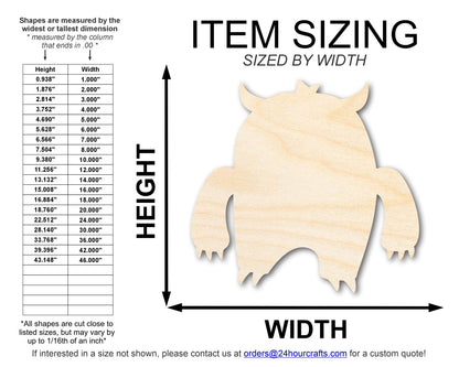 Unfinished Wood Angry Monster Shape | DIY Craft Cutout | up to 46" DIY